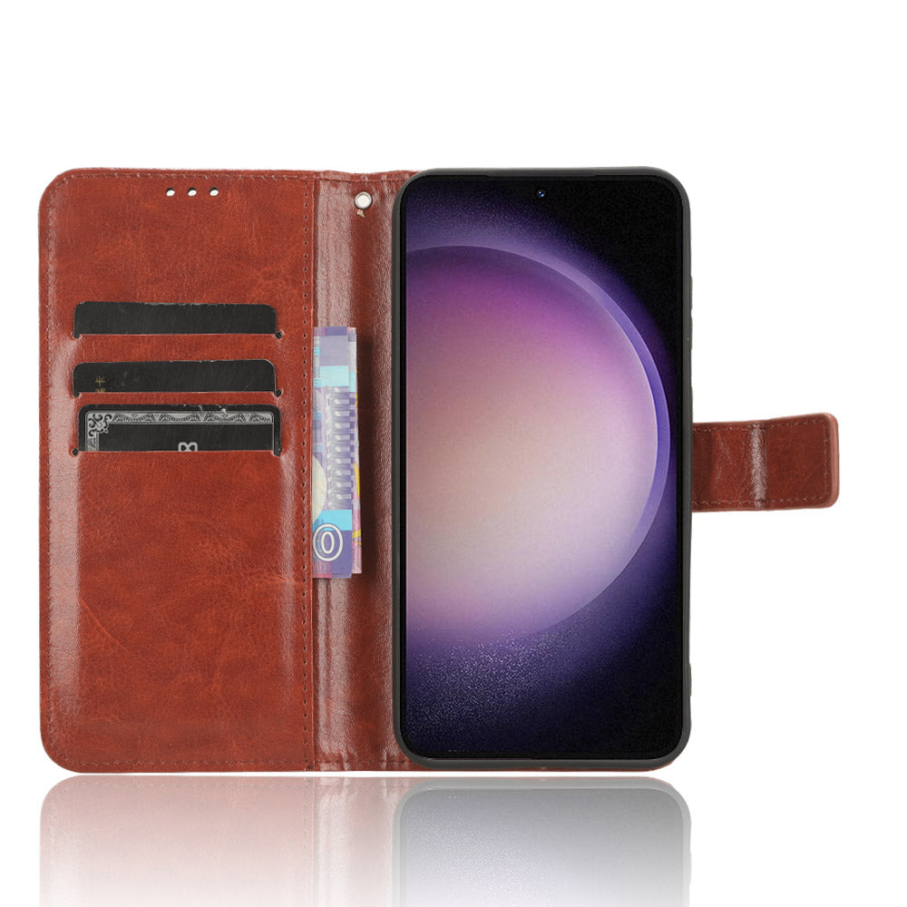 PU Leather Wallet Phone Cover for Samsung Galaxy S23 FE Crazy Horse Texture Cell Phone Stand Case PU Leather Wallet Phone Cover for Samsung Galaxy S23 FE Crazy Horse Texture Cell Phone Stand Case